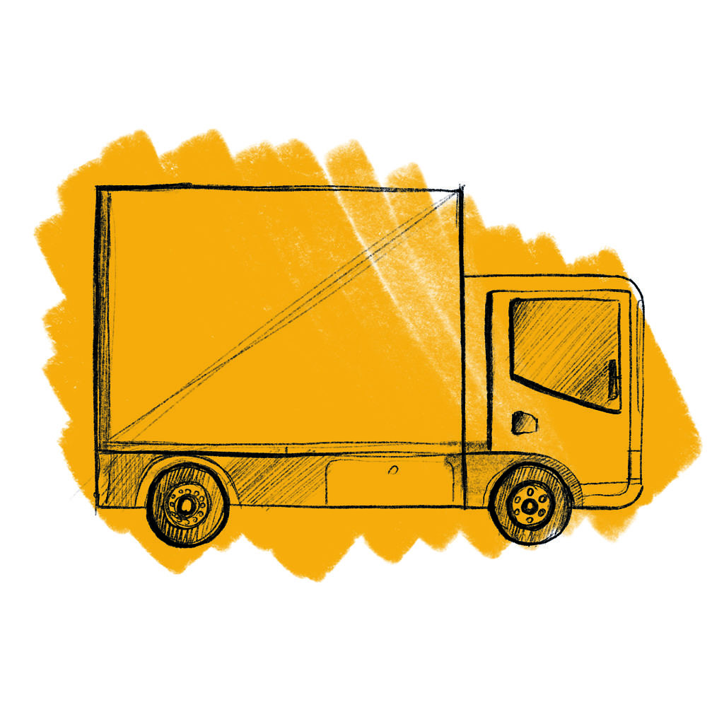 rysunek ciężarówki na żółtym tle